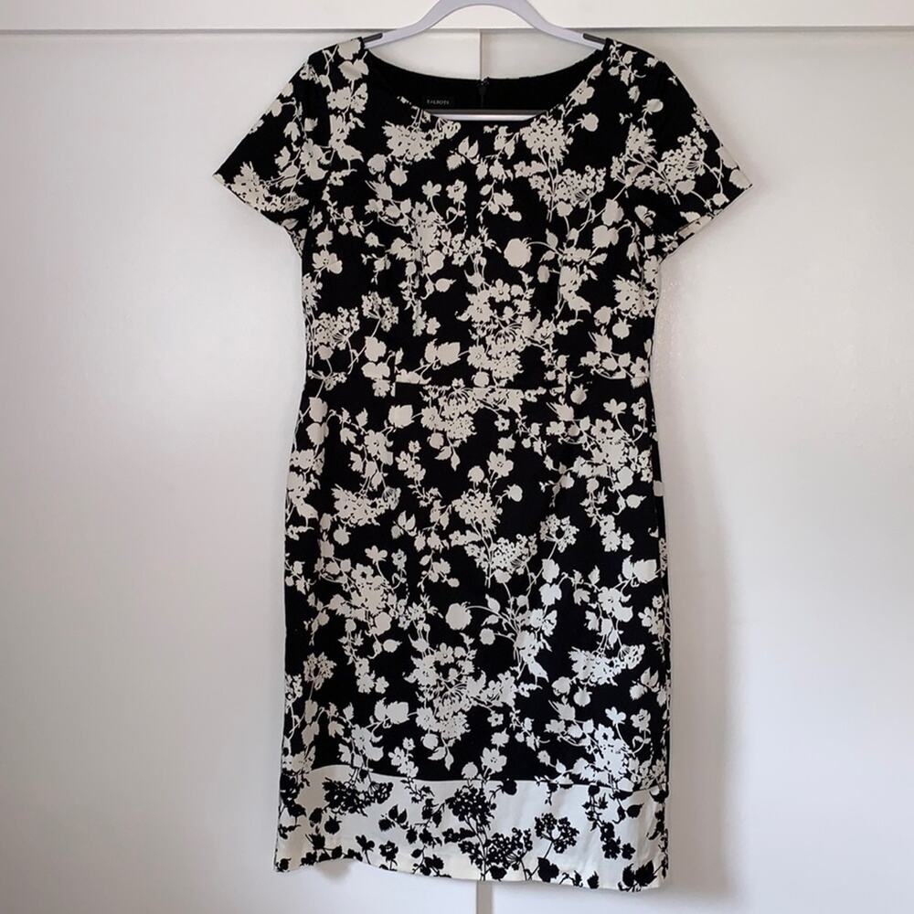 Talbots B & W floral‎ dress